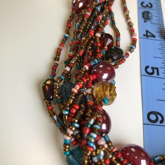 Multi Strand Colorful Bead Choker Necklace - Picture 7 of 7